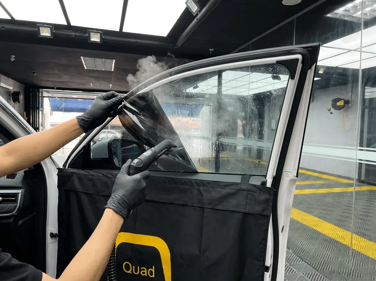 Menanggalkan tinted lama semasa pemasangan tinted pada Chery Tiggo 8 Pro