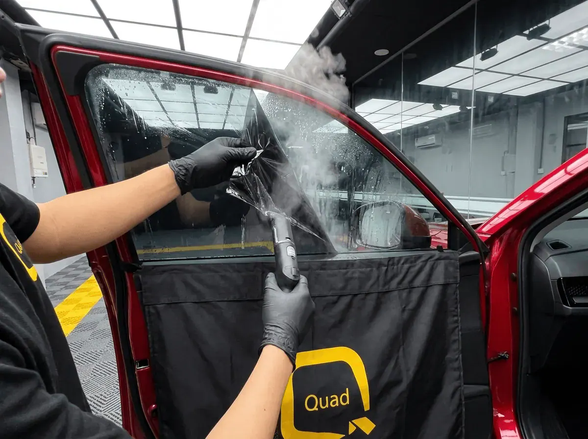 Menanggalkan tinted lama semasa pemasangan tinted pada Honda CR-V