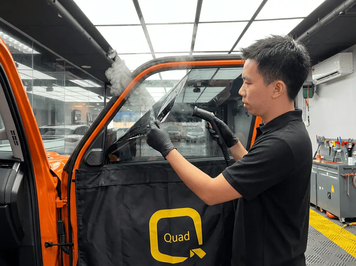 Menanggalkan tinted lama semasa pemasangan tinted pada iCAUR V23
