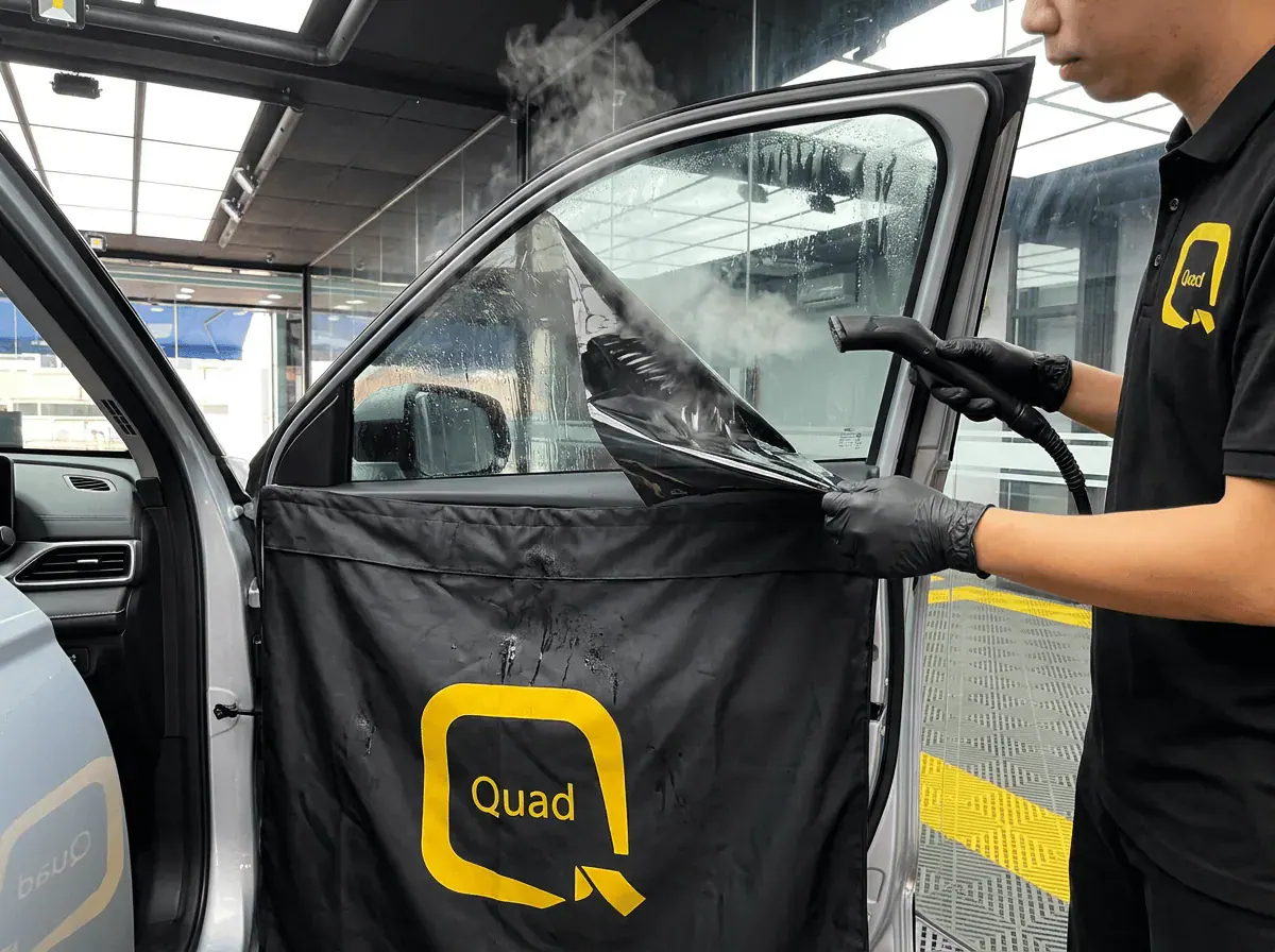 Menanggalkan tinted lama semasa pemasangan tinted pada Jaecoo J7
