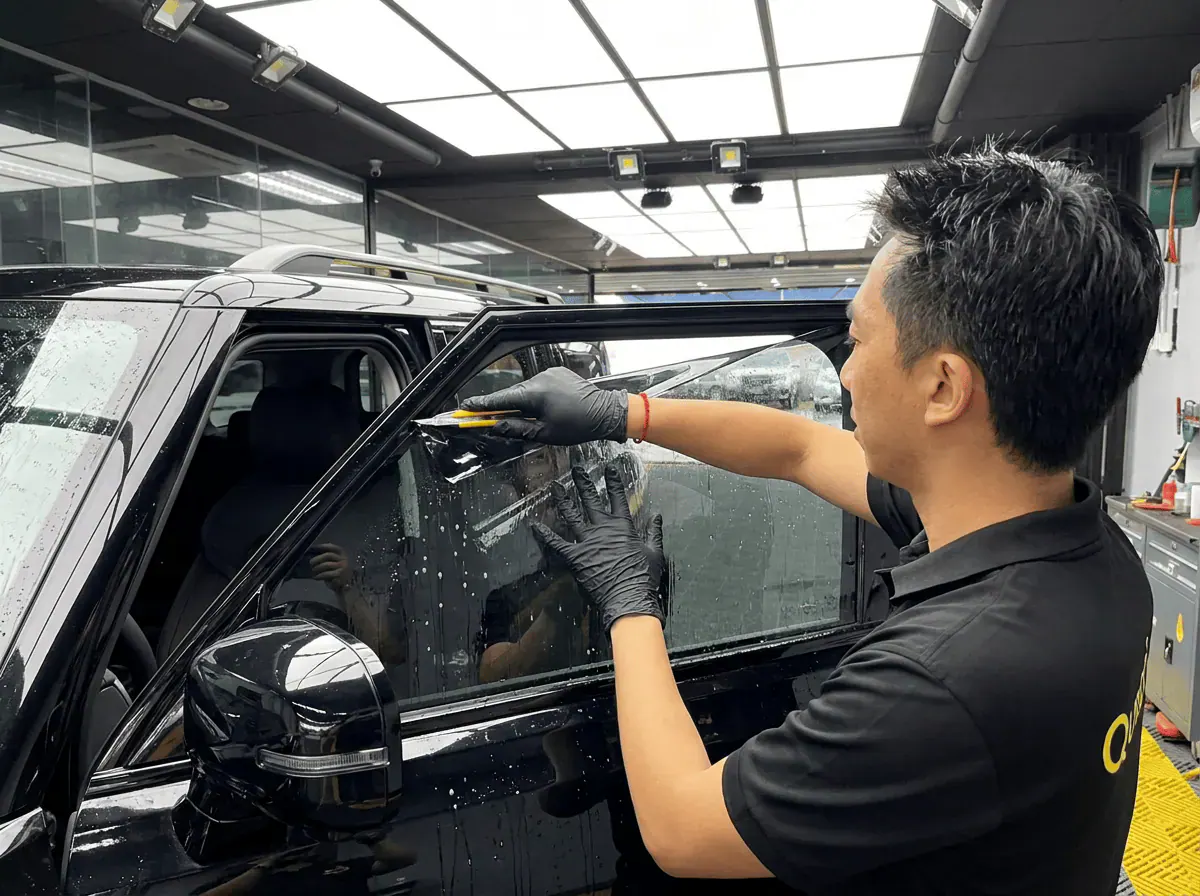 Pemotongan filem tepat semasa pemasangan tinted pada Jetour T2