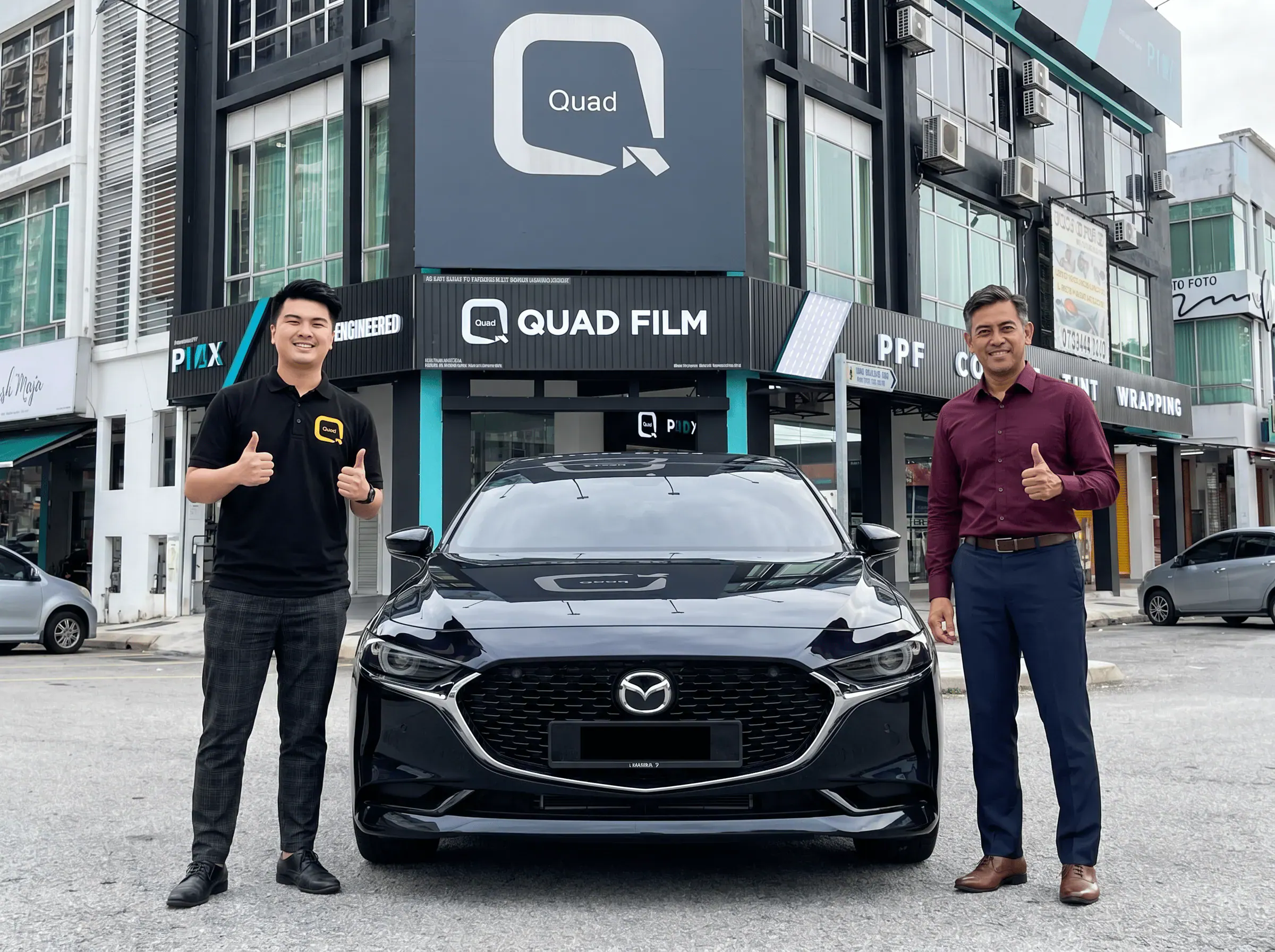 Serahan Mazda Mazda 3 selepas pemasangan tinted QUAD Film