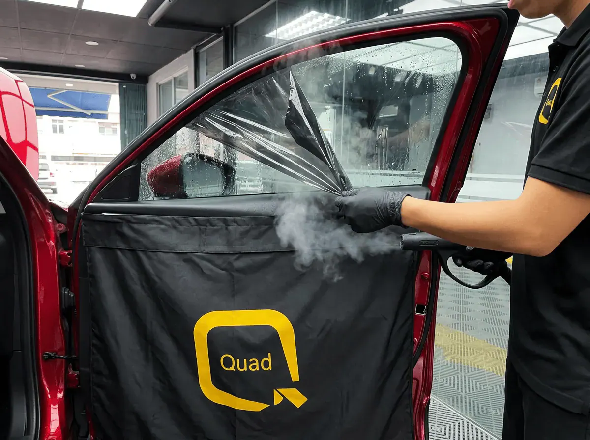 Menanggalkan tinted lama semasa pemasangan tinted pada Mazda CX-30