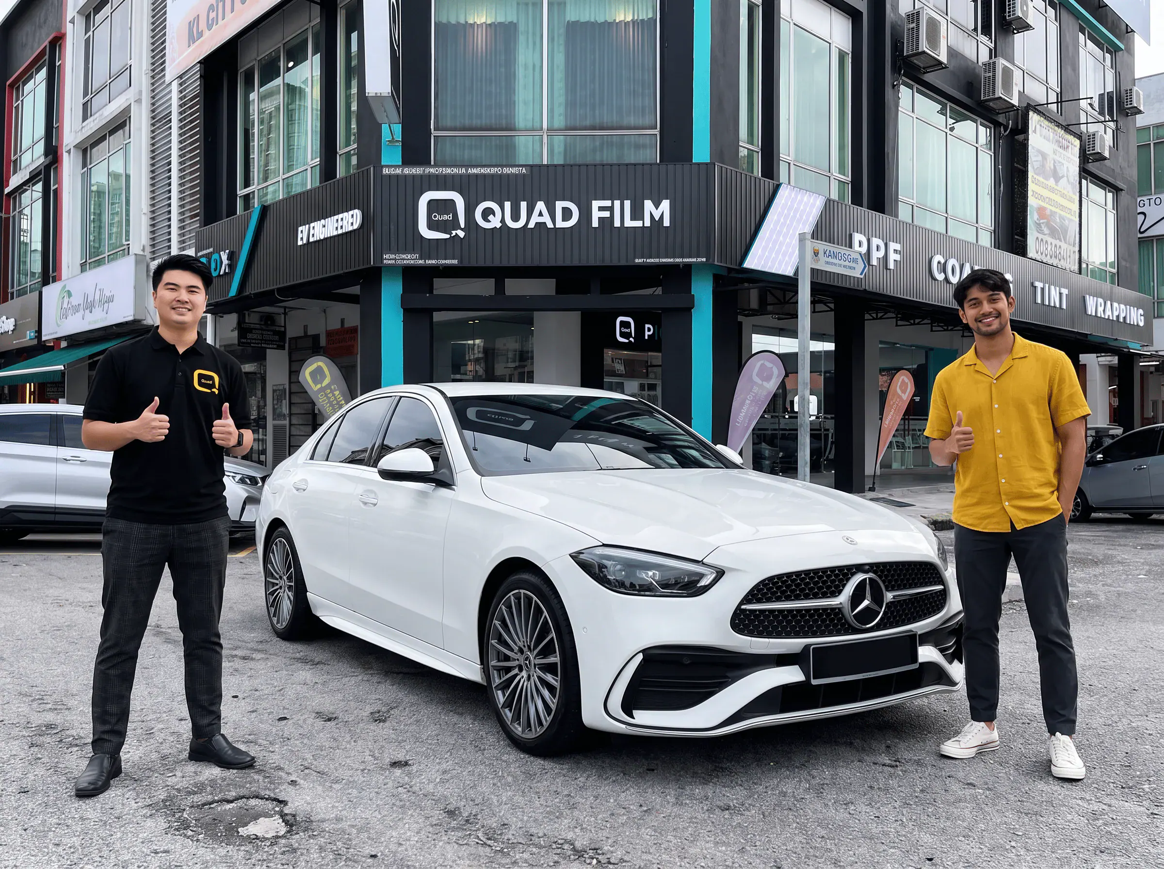 Serahan Mercedes-Benz C-Class selepas pemasangan tinted QUAD Film