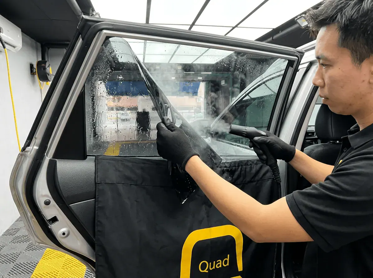 Menanggalkan tinted lama semasa pemasangan tinted pada Nissan X-Trail