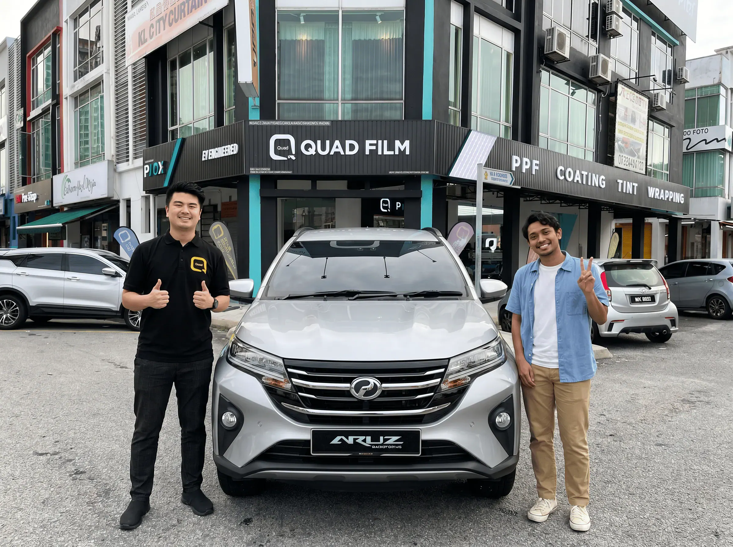 Serahan Perodua Aruz selepas pemasangan tinted QUAD Film