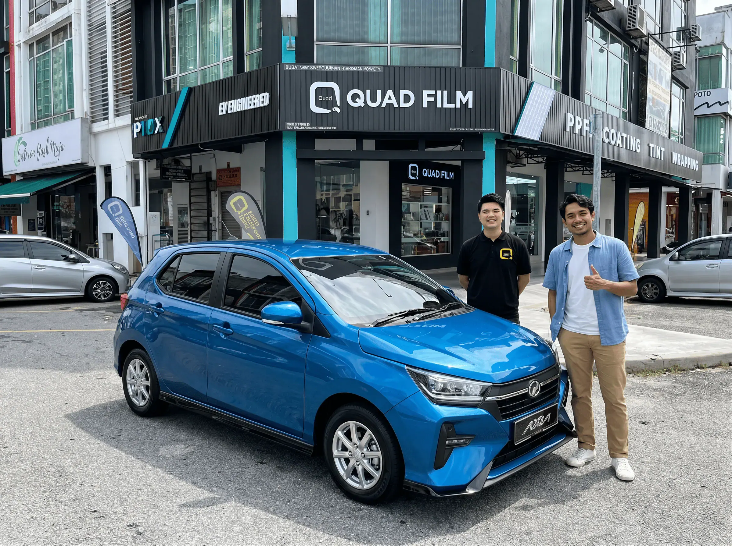 Serahan Perodua Axia selepas pemasangan tinted QUAD Film