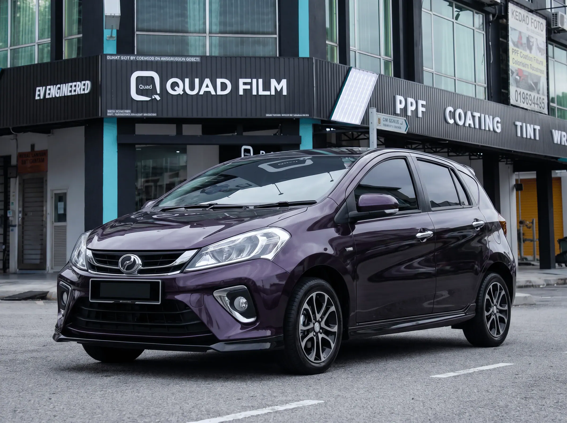 Perodua Myvi selepas pemasangan tinted QUAD Film