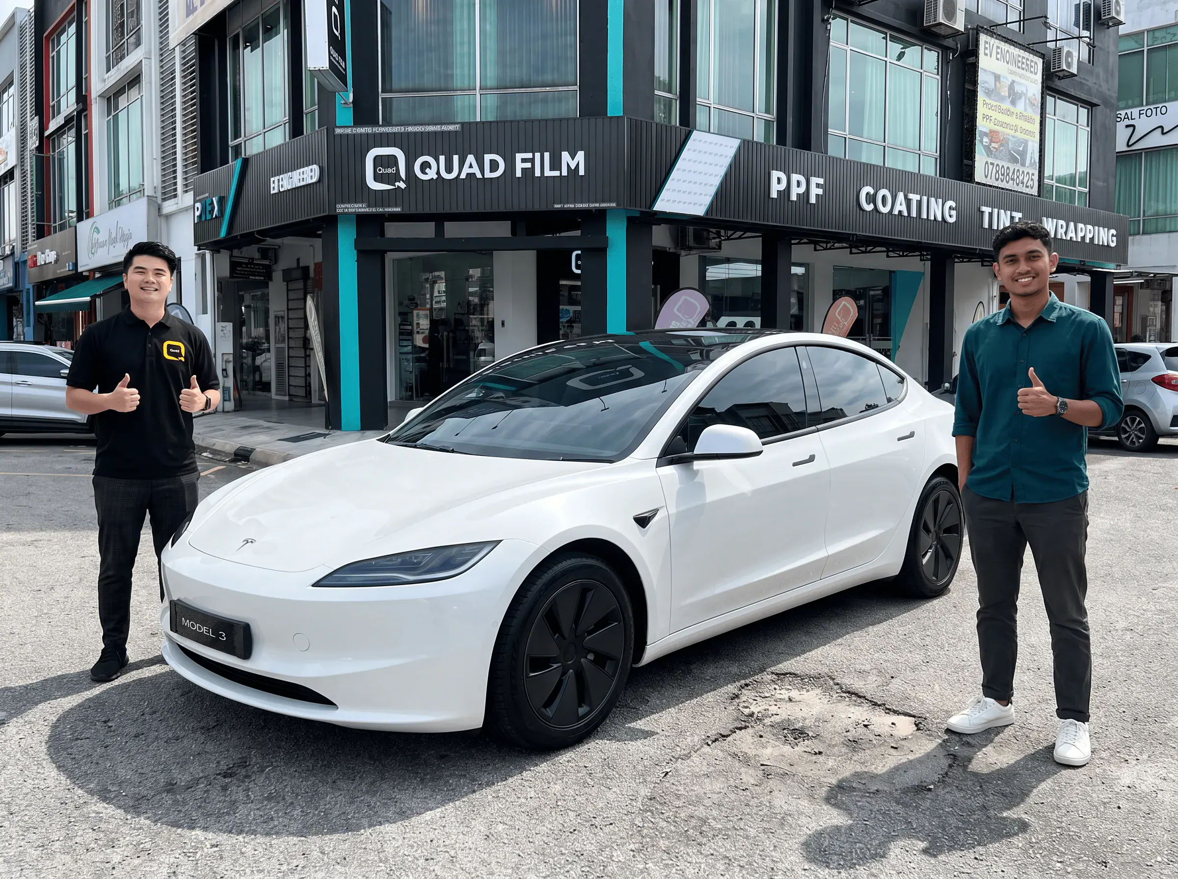 Serahan Tesla Model 3 selepas pemasangan tinted QUAD Film