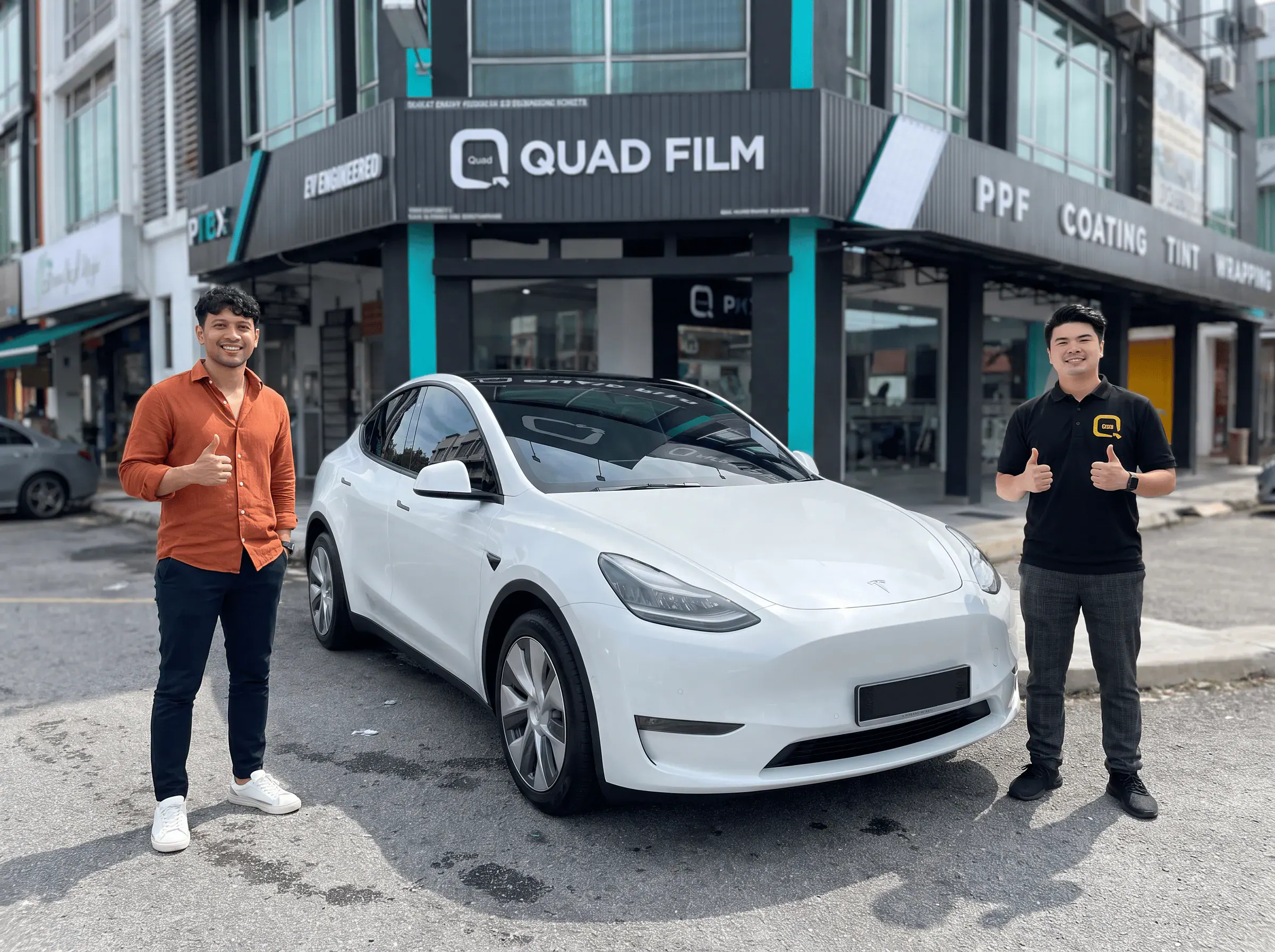 Serahan Tesla Model Y selepas pemasangan tinted QUAD Film