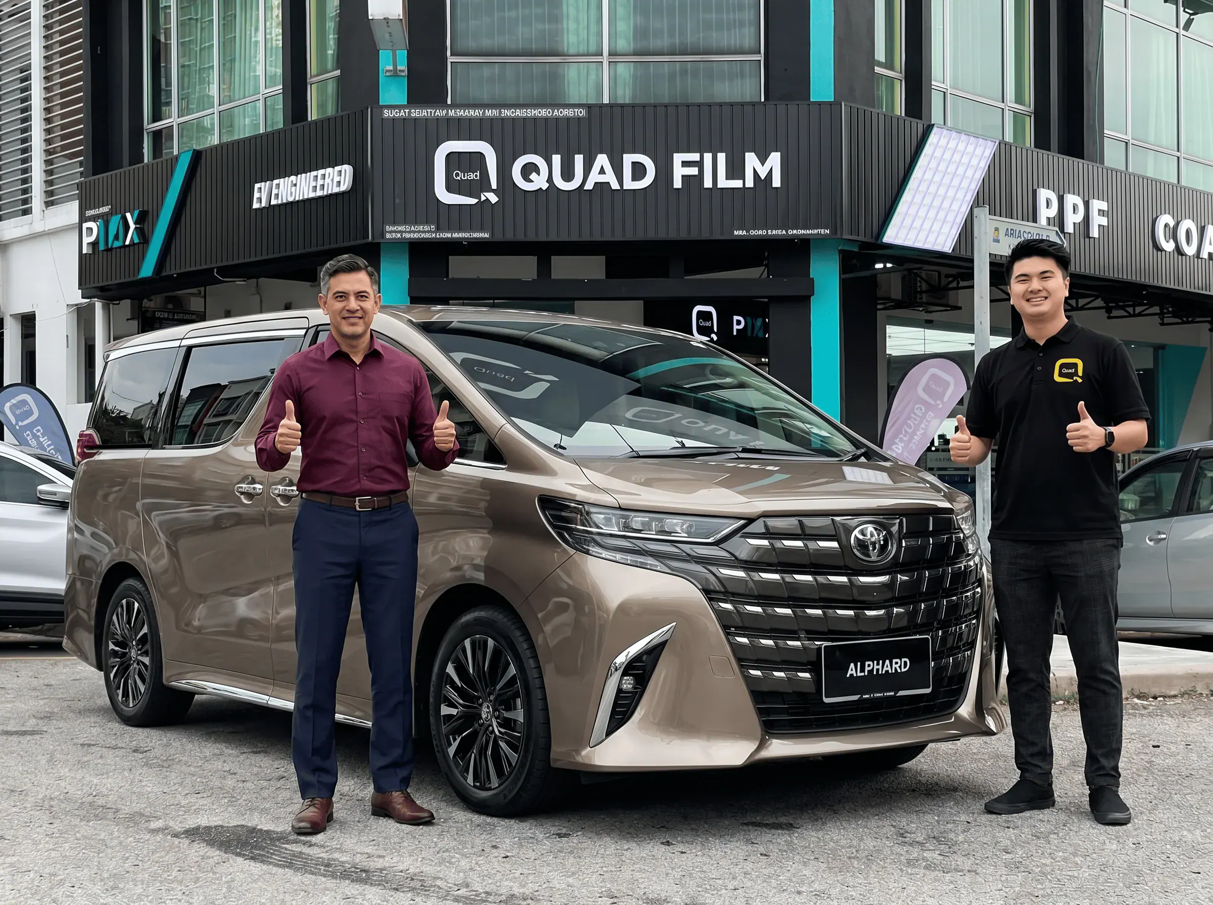 Serahan Toyota Alphard selepas pemasangan tinted QUAD Film