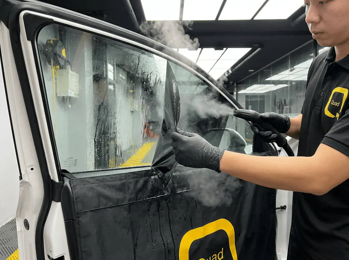 Menanggalkan tinted lama semasa pemasangan tinted pada Toyota Camry