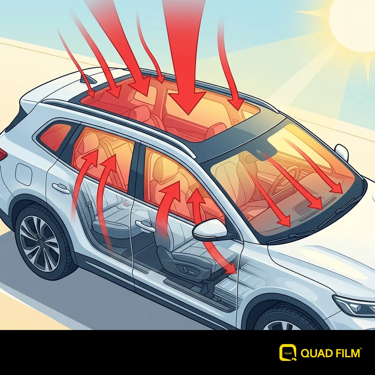 "How heat enters the iCaur 03 through its panoramic roof and cabin glass."