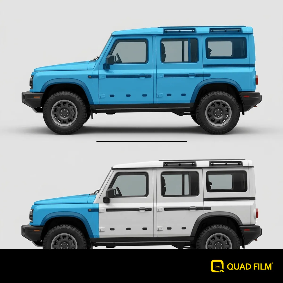 "Full Front versus Full Body PPF coverage for the iCaur 03."