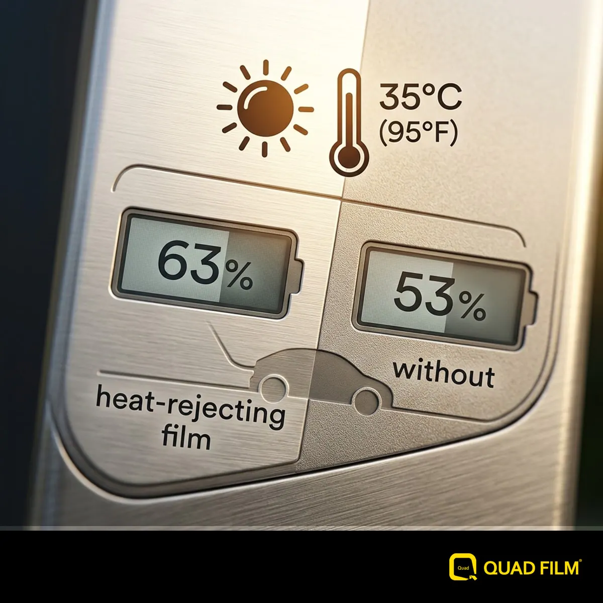 "Heat-rejecting film linked to about a ten percent battery saving on an EV."