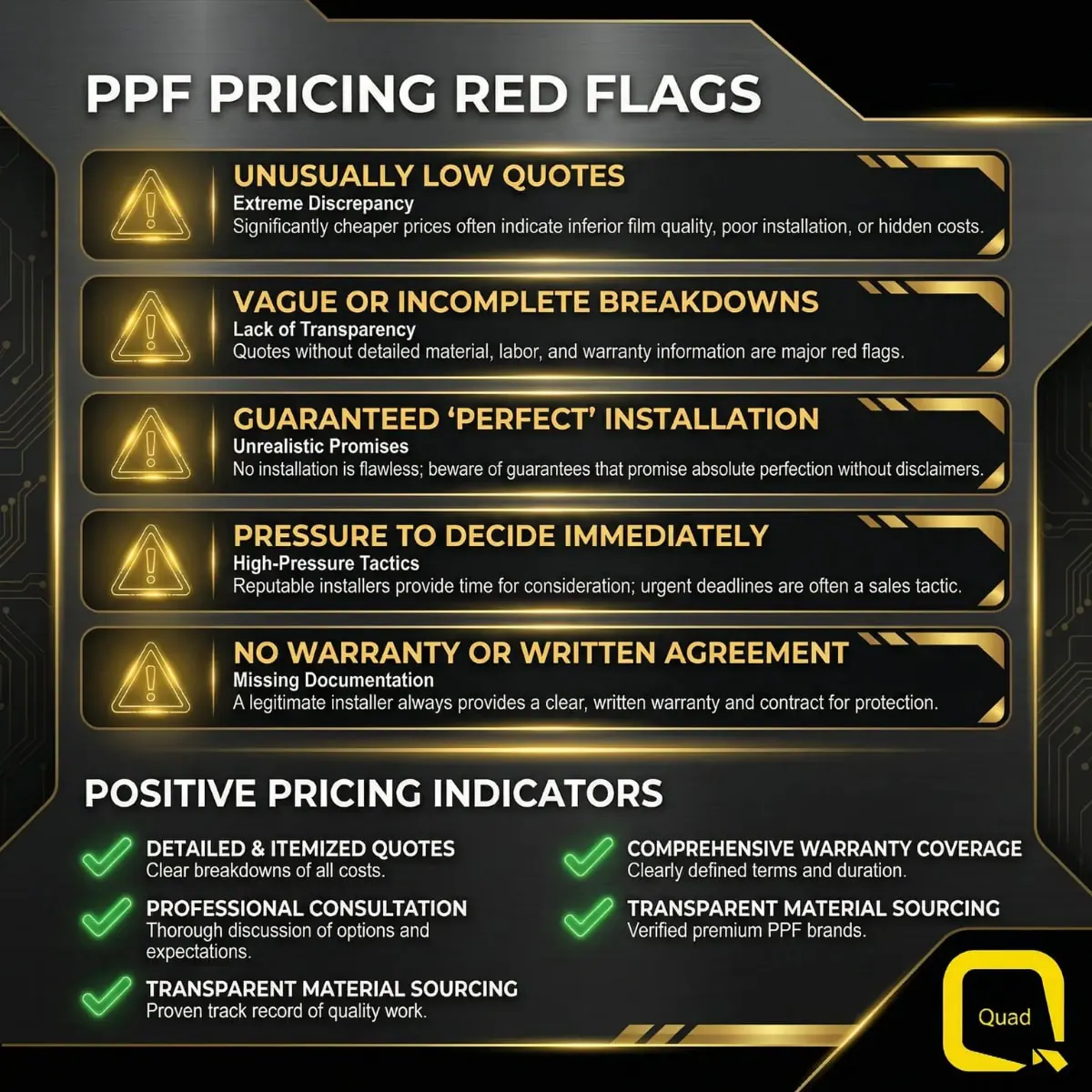 ppf pricing red flags checklist for Malaysian car owners evaluating workshop quotes