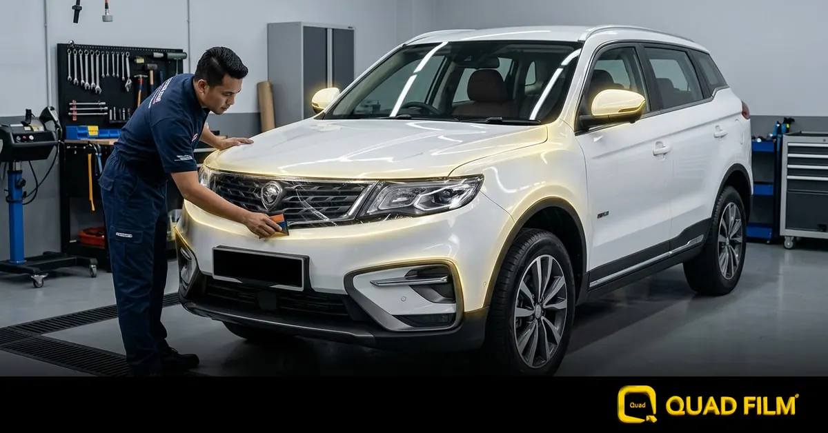 SUV front end with high-impact PPF zones highlighted in gold
