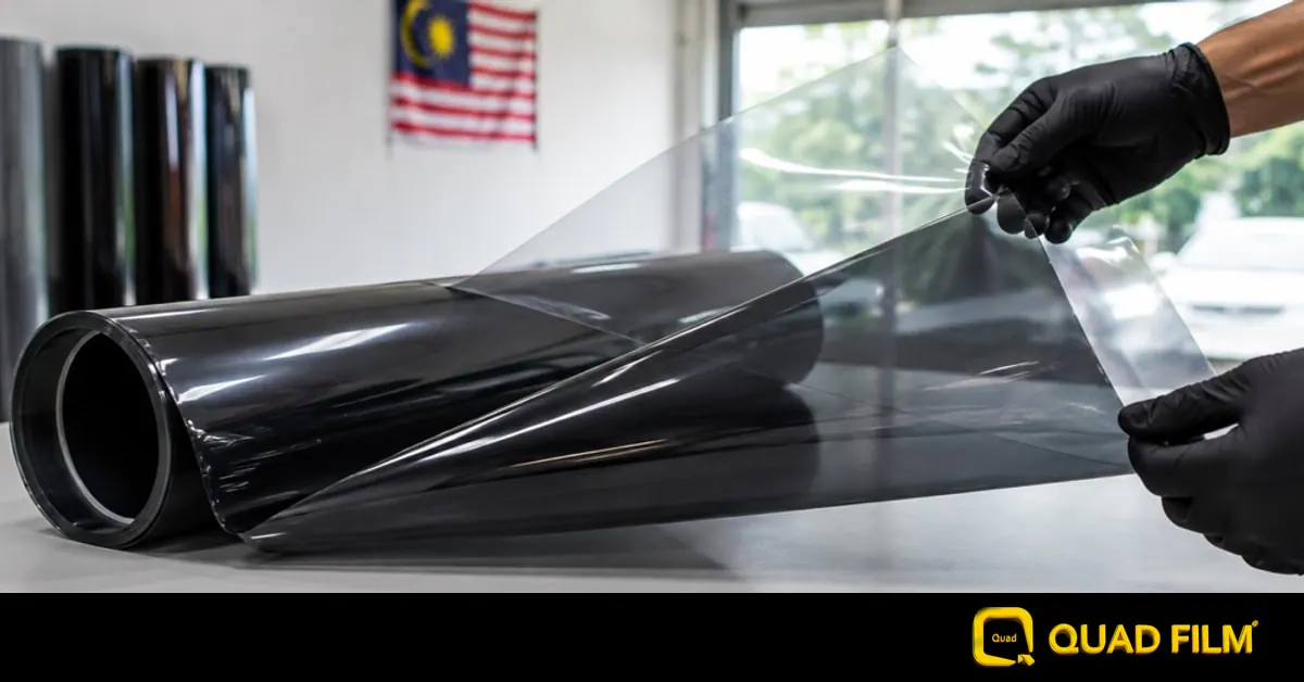 Window tint film and its removable backing.