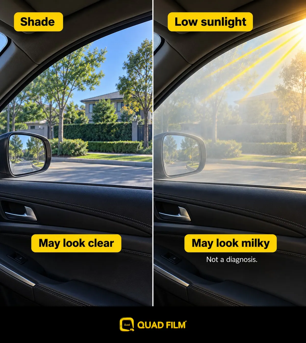 How low angle haze may change between shade and sunlight.