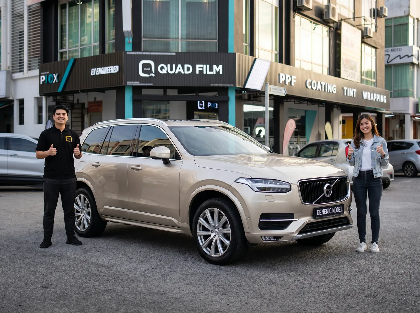 Pasukan Quad Film bersama pemilik Volvo XC90 selepas pemasangan PPF