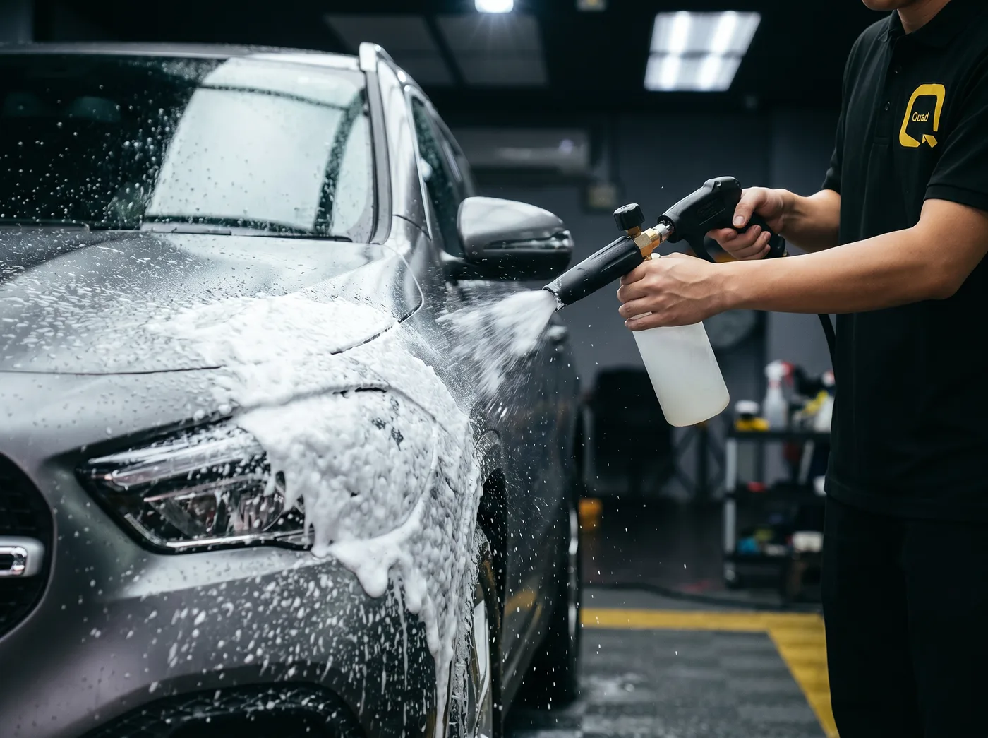 Cucian Mendalam & Persediaan Permukaan — pemasangan PPF Quad Film pada Mercedes-Benz GLA