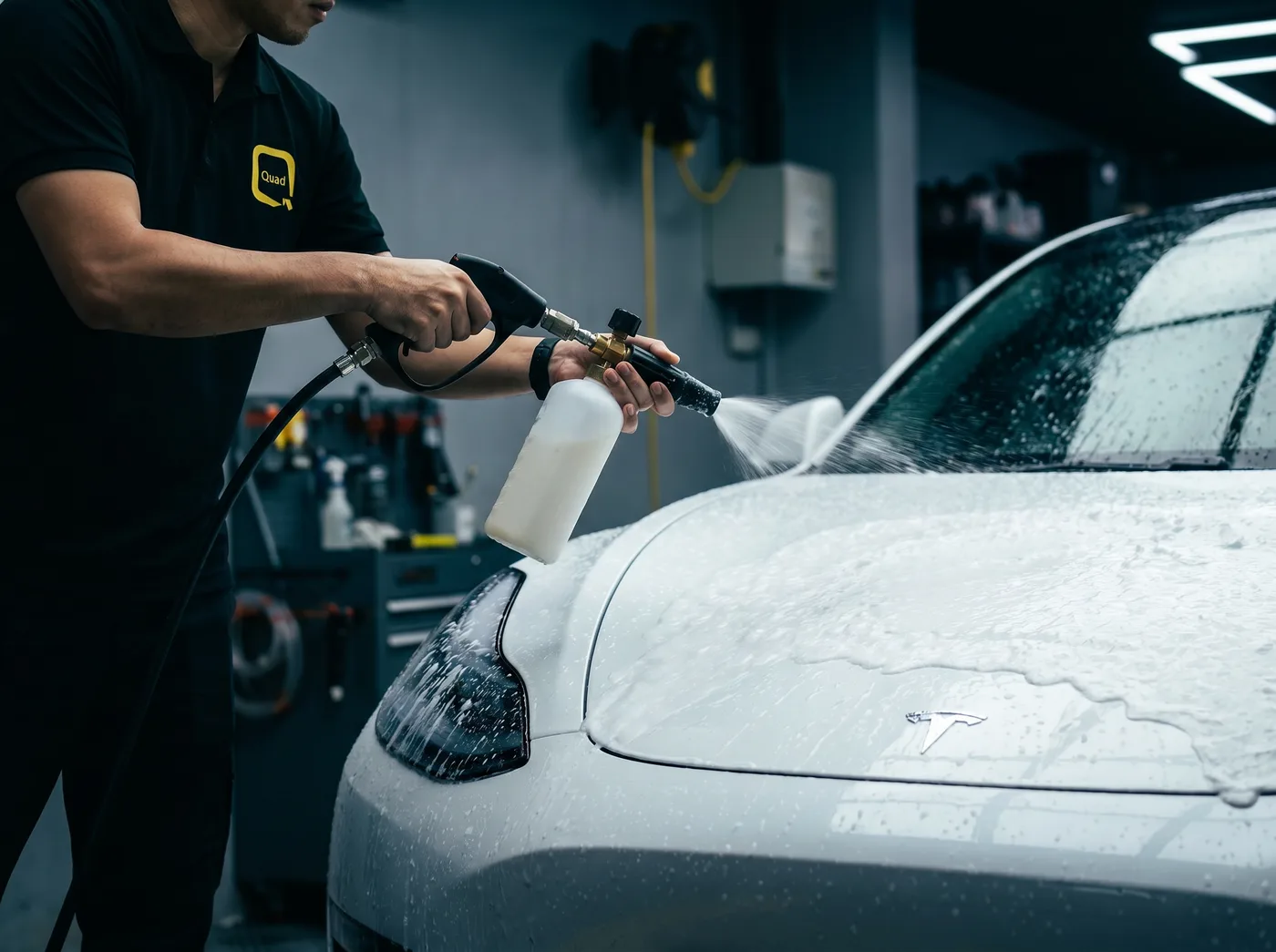 Cucian Mendalam & Persediaan Permukaan — pemasangan PPF Quad Film pada Tesla Model Y