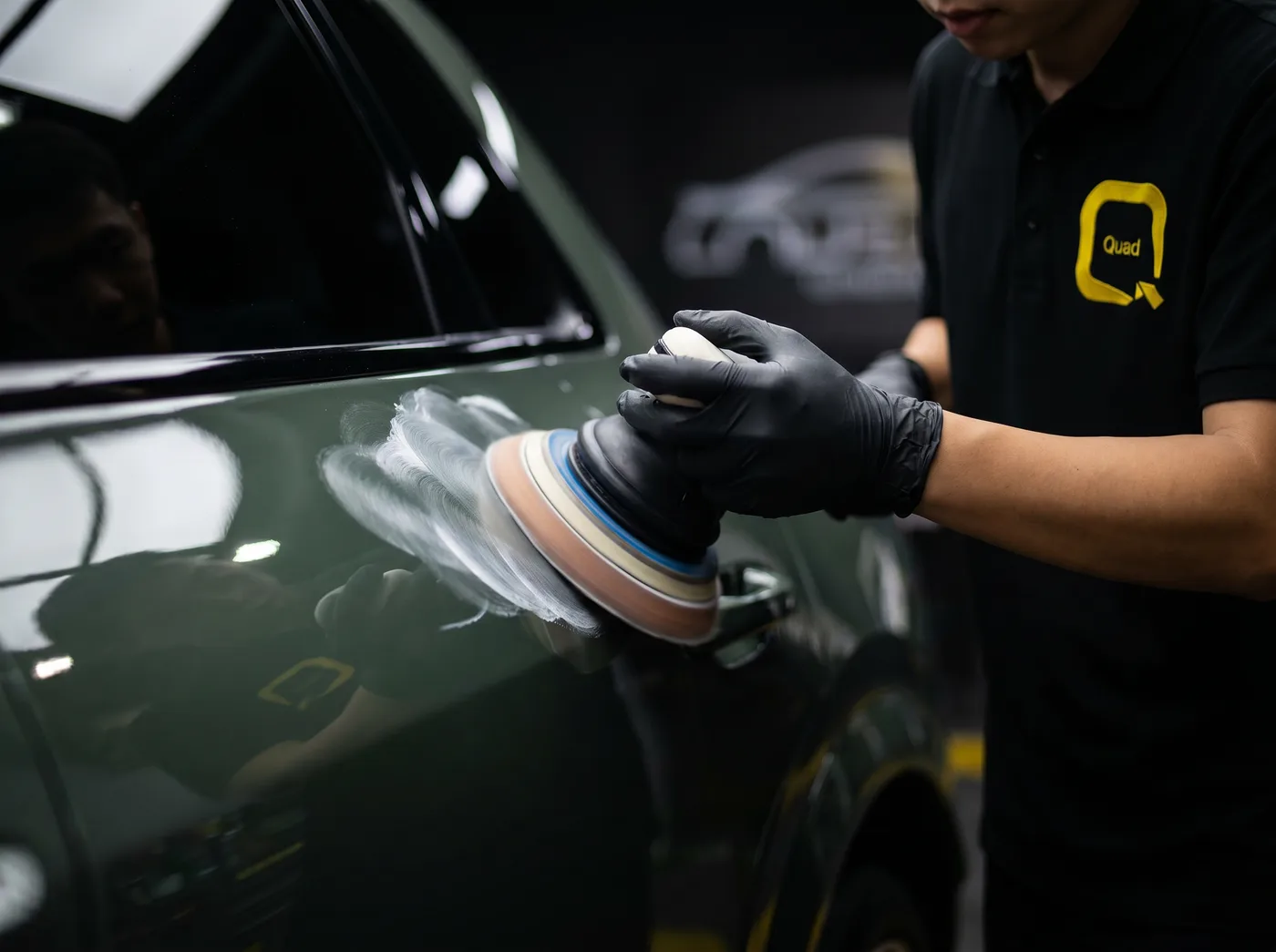 Pembetulan cat semasa pemasangan PPF Quad Film pada Audi Q3