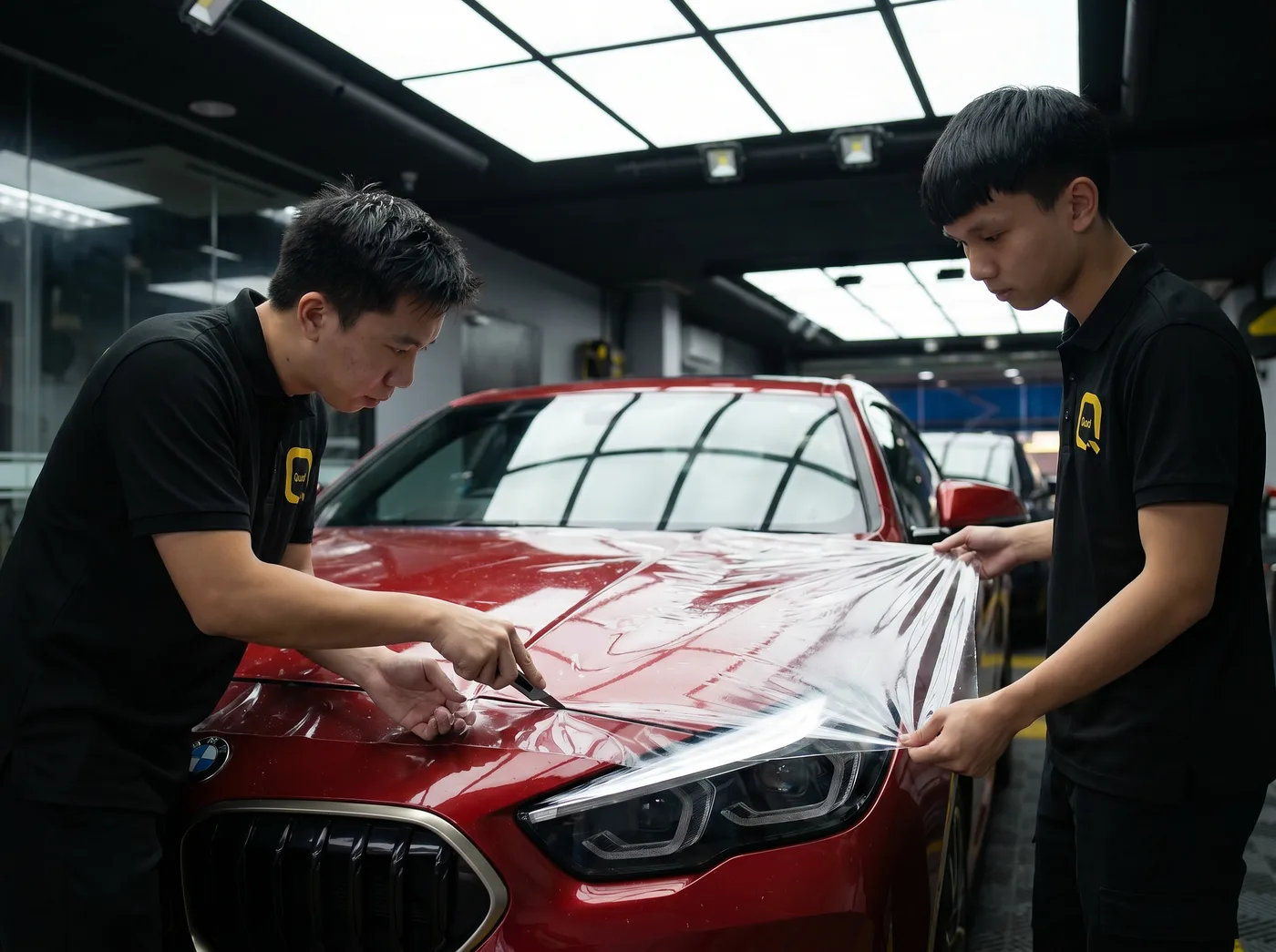 Potongan manual mengikut bentuk tepat 2 Series Gran Coupe semasa pemasangan PPF Quad Film