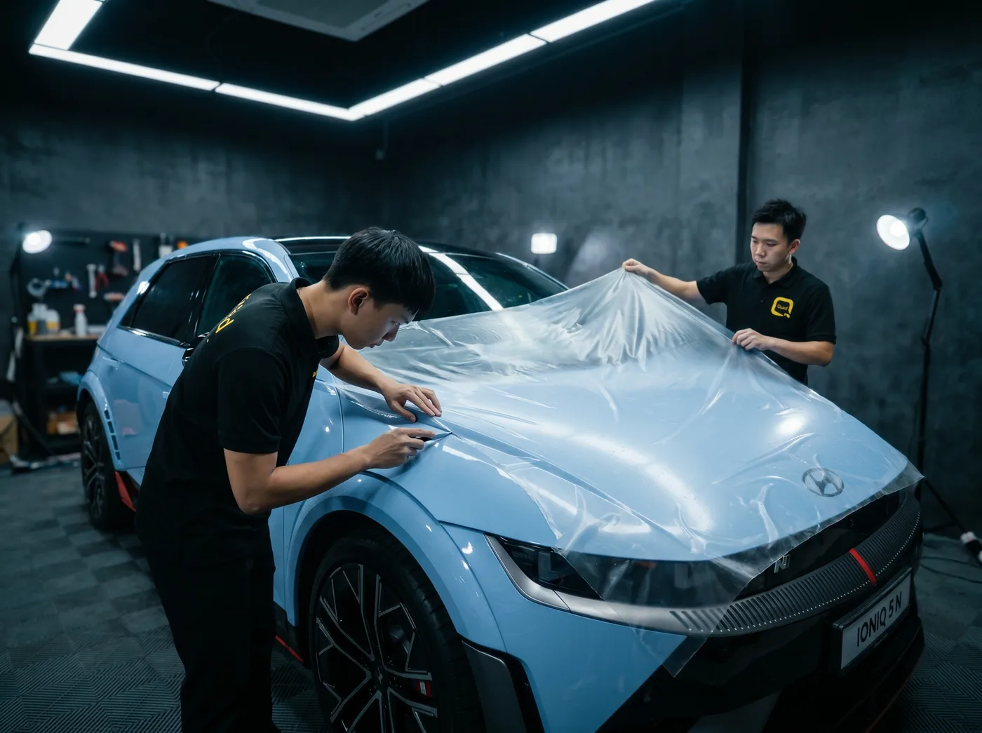 Potong manual mengikut bentuk tepat Ioniq 5 anda — pemasangan PPF Quad Film pada Hyundai Ioniq 5