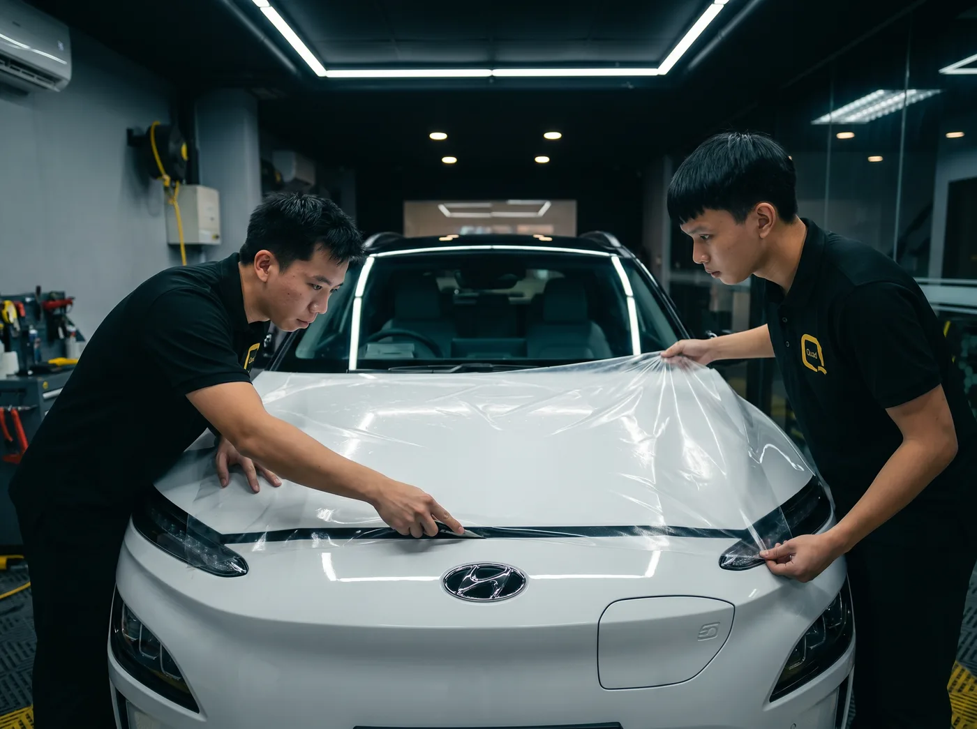 Potong manual mengikut bentuk tepat Kona Electric anda — pemasangan PPF Quad Film pada Hyundai Kona Electric