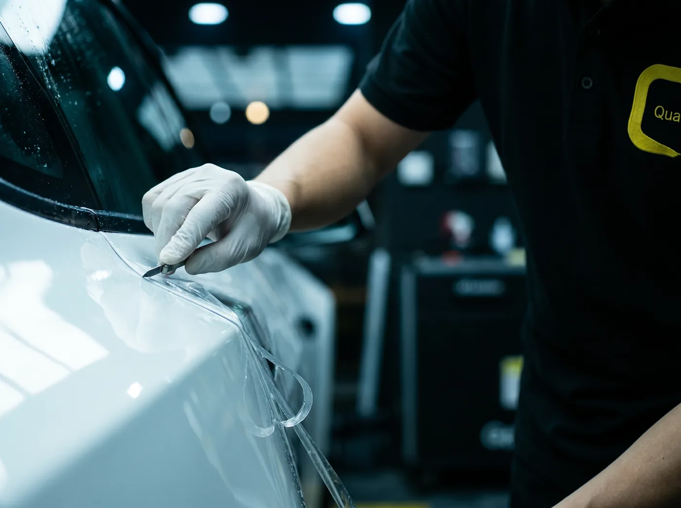 Potongan tangan mengikut bentuk tepat Model 3 — pemasangan PPF Quad Film pada Tesla Model 3