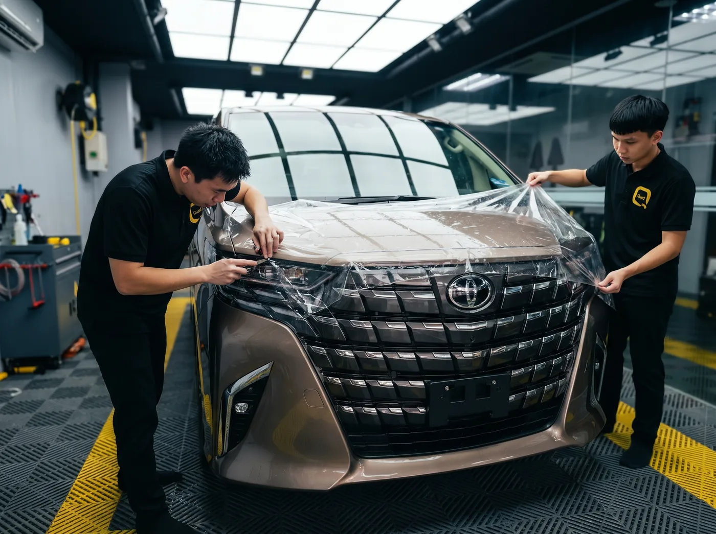Potongan tangan mengikut bentuk tepat Alphard — pemasangan PPF Quad Film pada Toyota Alphard