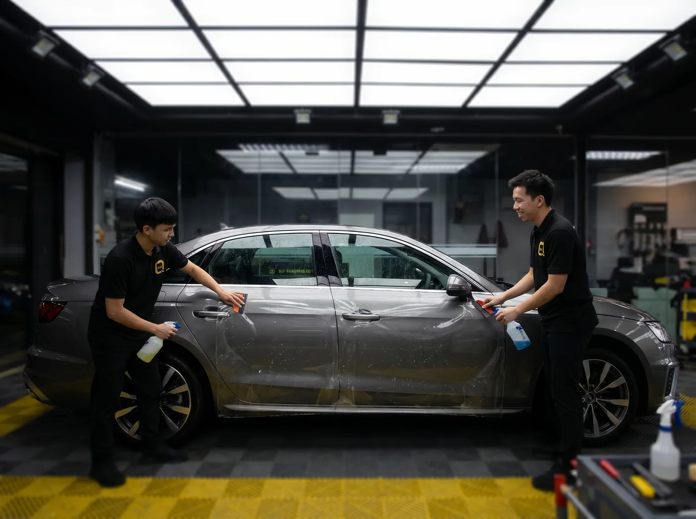 Audi A4 安装 Quad Film 漆面保护膜：精准定位