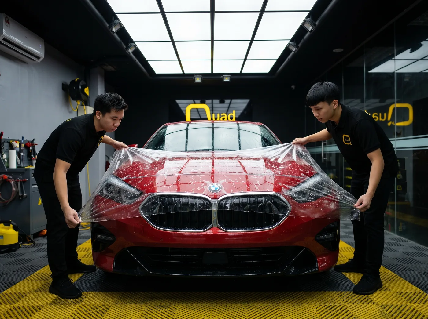 Penjajaran tepat — pemasangan PPF Quad Film pada BMW 2 Series Gran Coupe