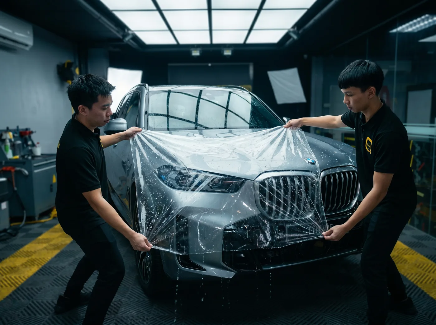 Penjajaran tepat — pemasangan PPF Quad Film pada BMW X5
