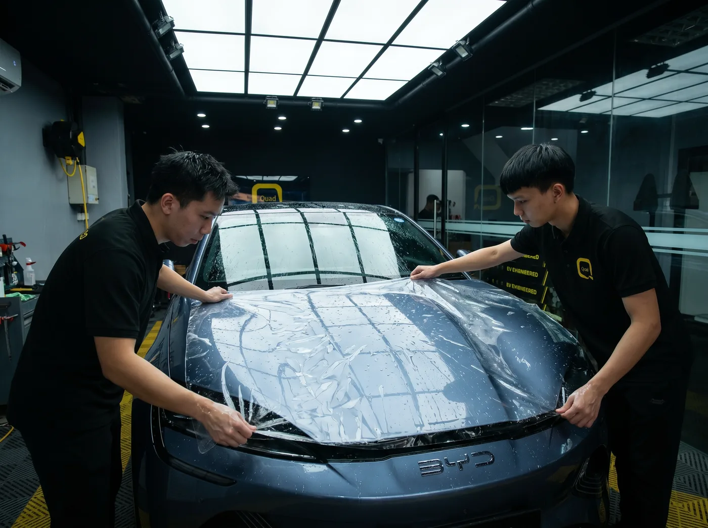 Penjajaran tepat — pemasangan PPF Quad Film pada BYD Seal