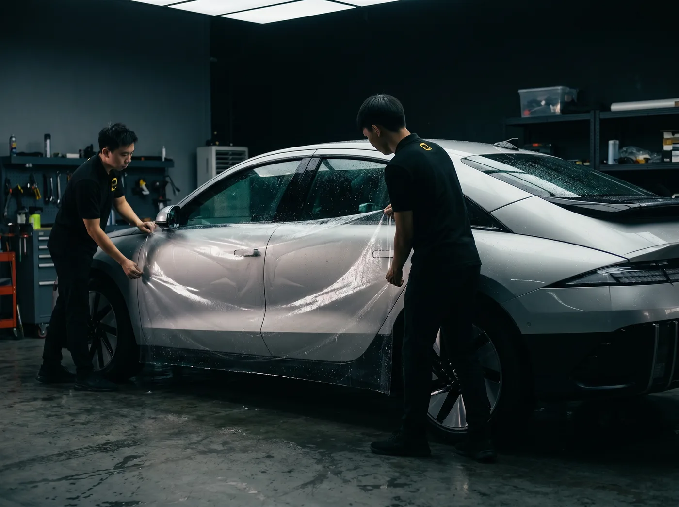 Penjajaran tepat — pemasangan PPF Quad Film pada Hyundai Ioniq 6