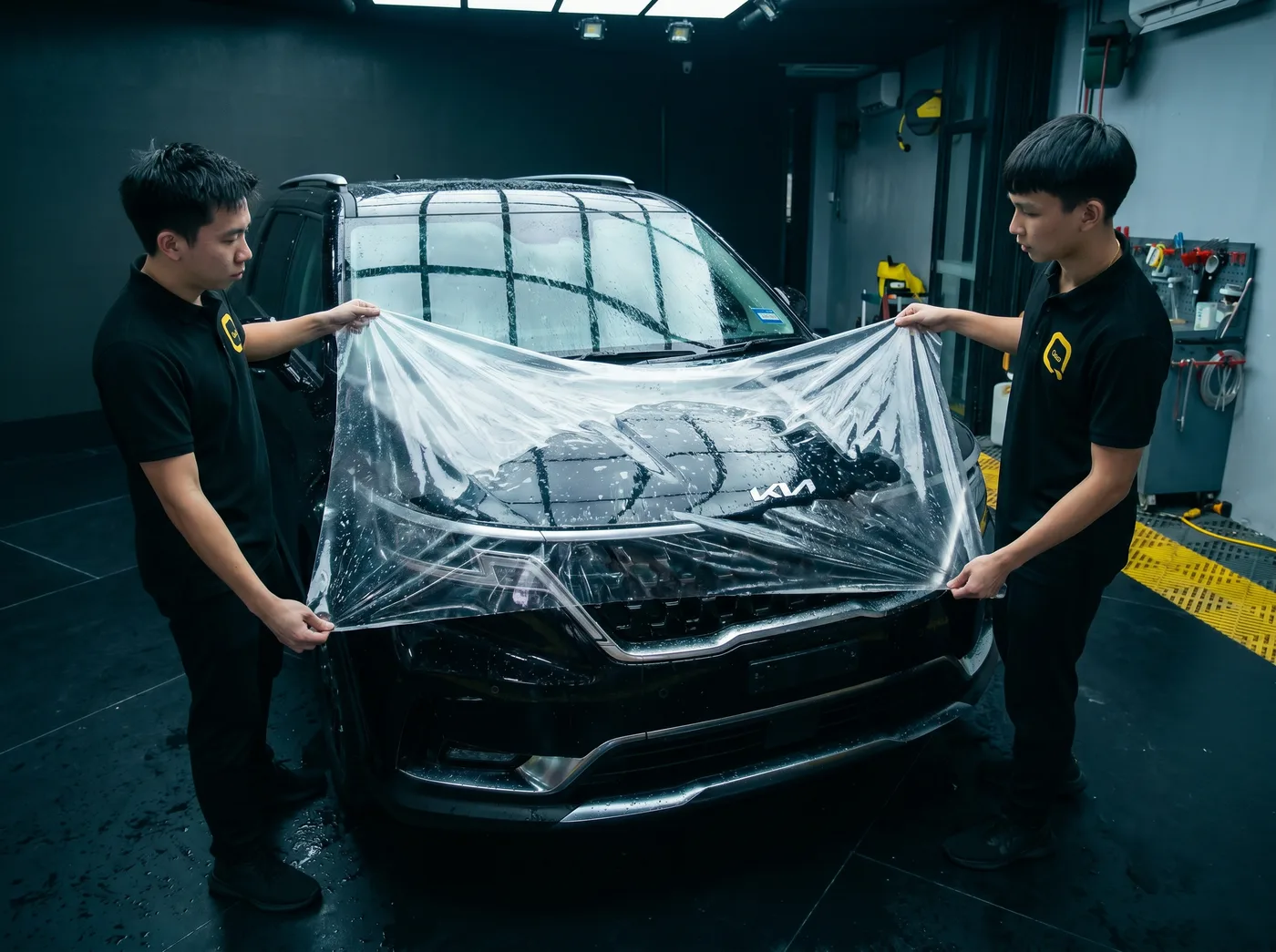 Penjajaran tepat — pemasangan PPF Quad Film pada Kia Carnival