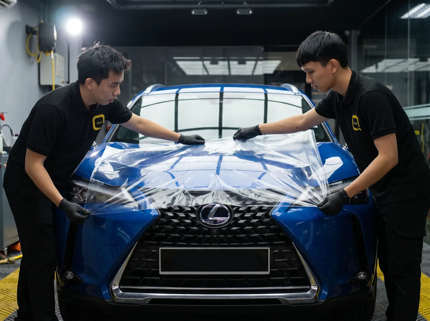 Penjajaran tepat — pemasangan PPF Quad Film pada Lexus UX