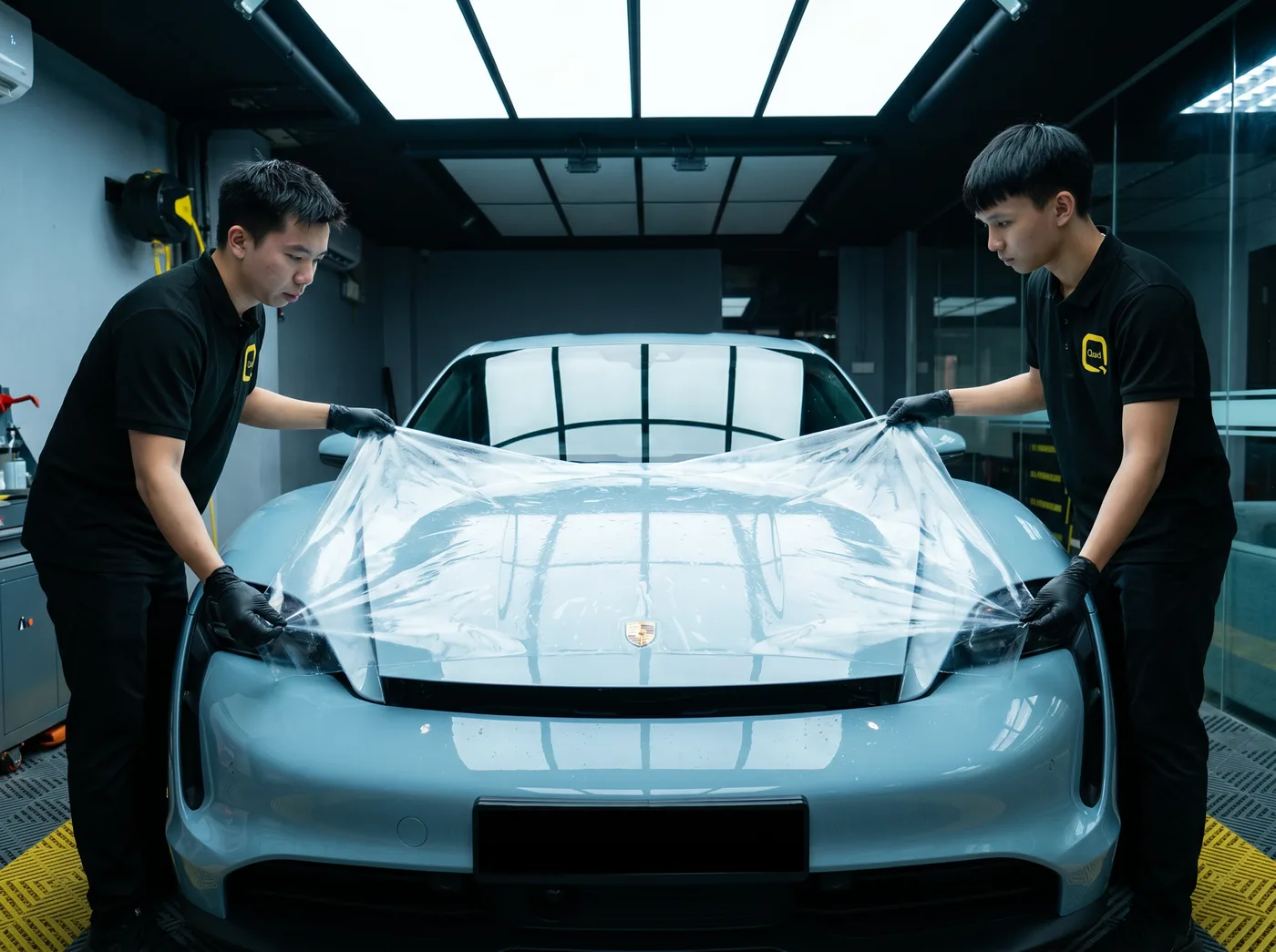 Penjajaran Tepat — pemasangan PPF Quad Film pada Porsche Taycan