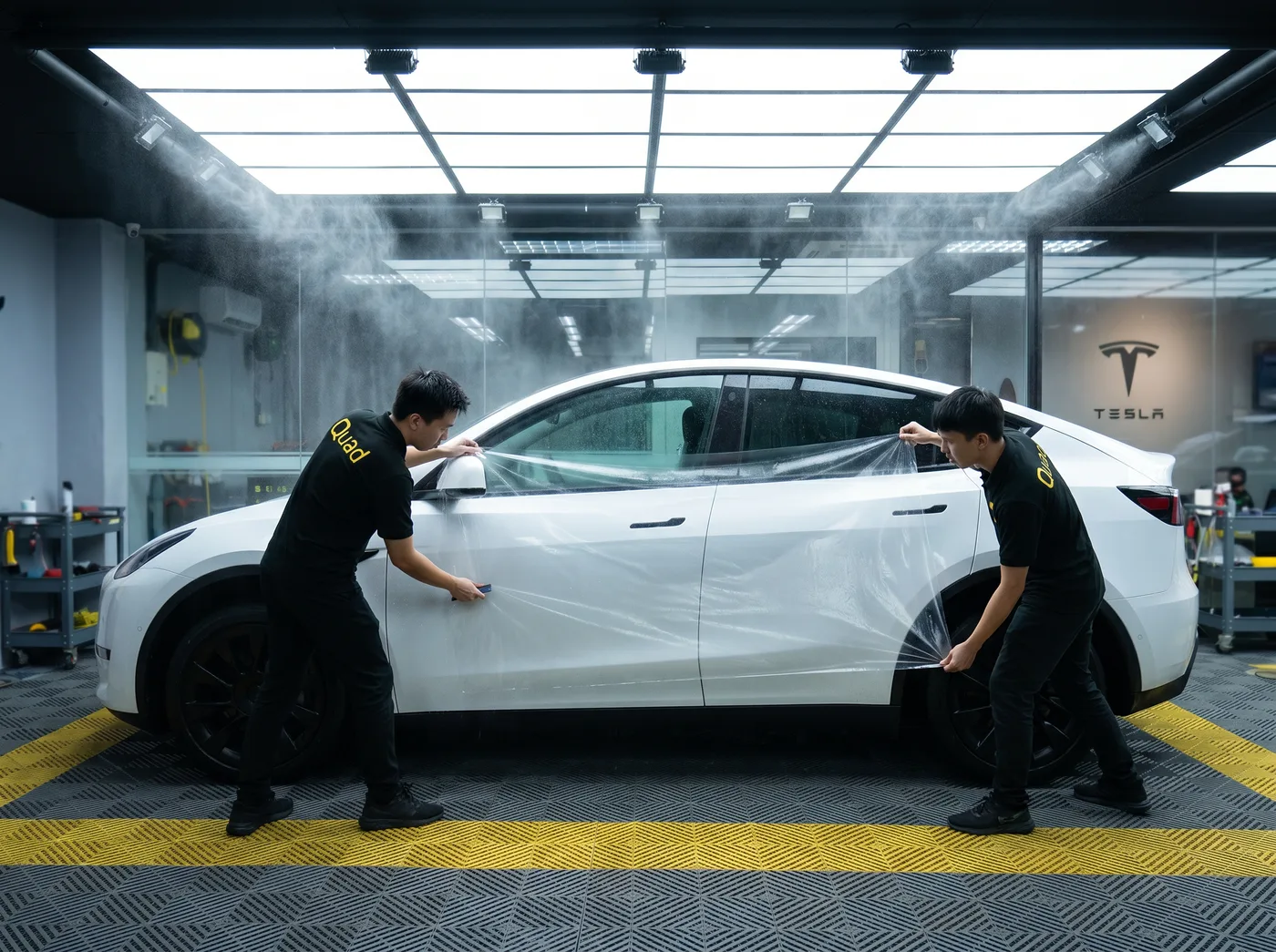 Penjajaran Tepat — pemasangan PPF Quad Film pada Tesla Model Y