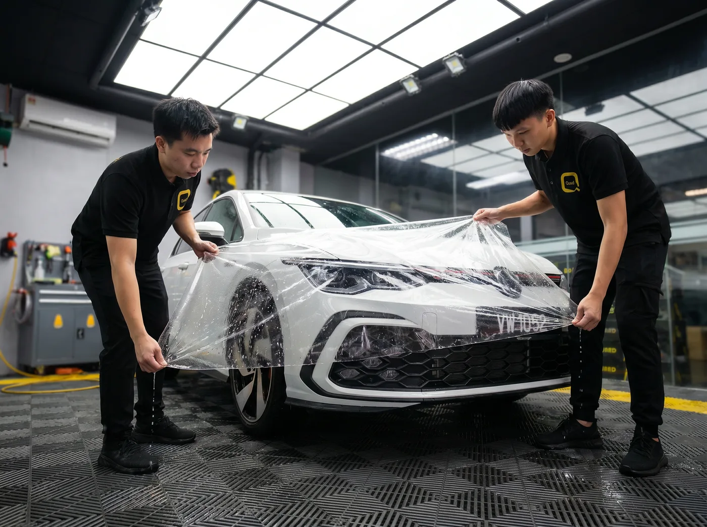 Penjajaran Tepat — Pemasangan PPF Quad Film pada Volkswagen Golf