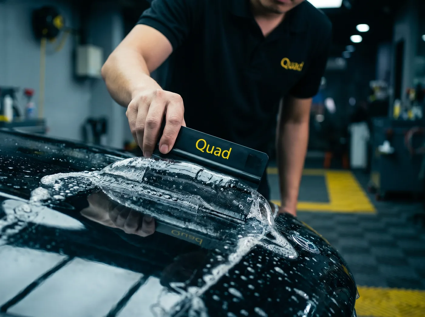 Pembuangan Udara & Air — pemasangan PPF Quad Film pada Mercedes-Benz C-Class