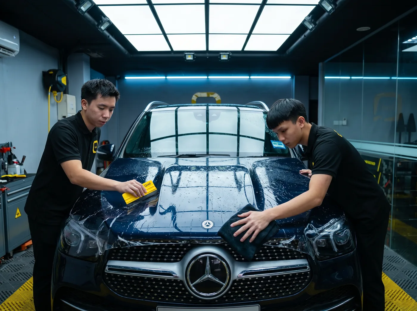 Pembuangan Udara & Air — pemasangan PPF Quad Film pada Mercedes-Benz GLE
