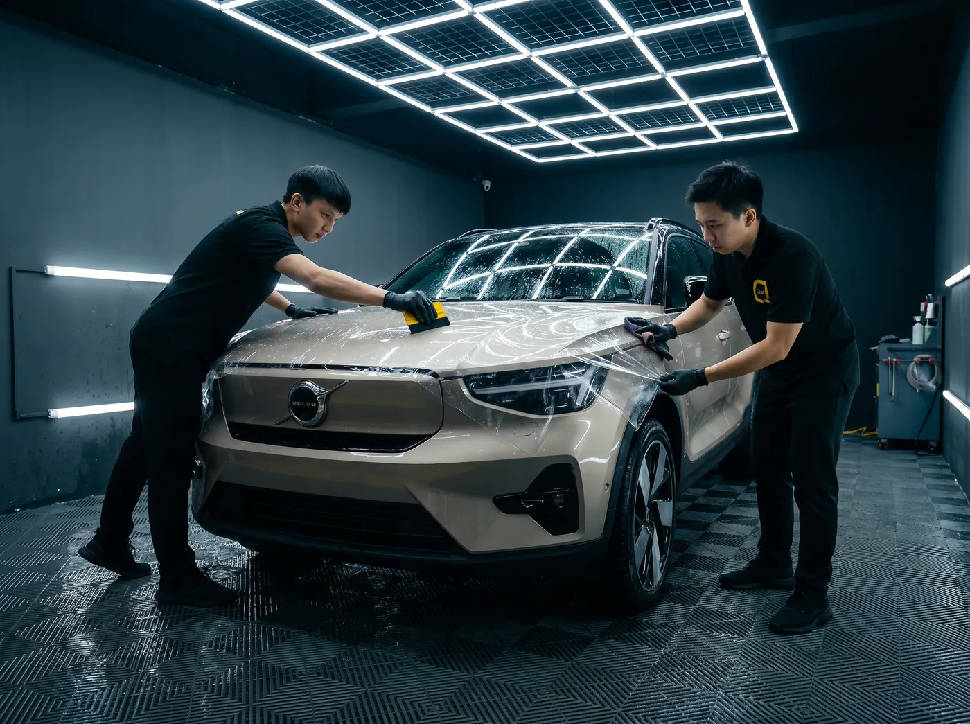Pembuangan Udara & Air — Pemasangan PPF Quad Film pada Volvo EC40