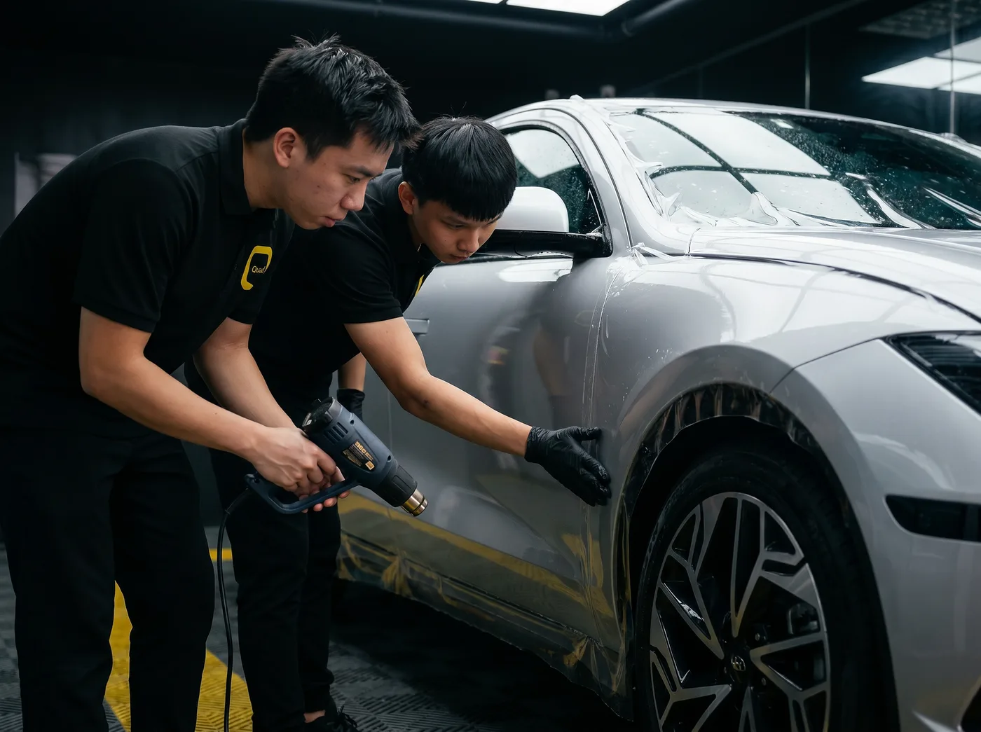 Tepi dimeterai dengan haba — pemasangan PPF Quad Film pada Hyundai Ioniq 6