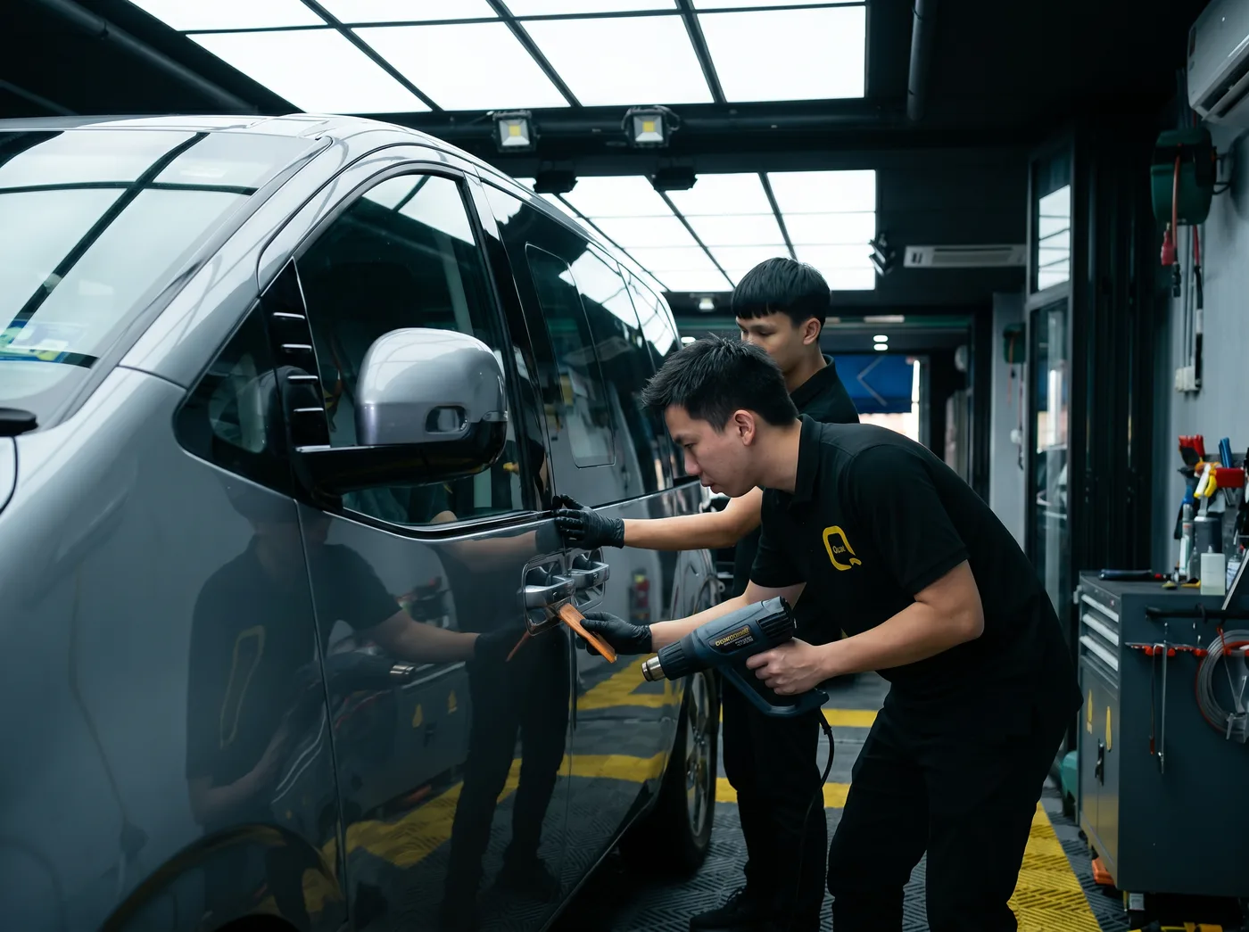 加热收边：Hyundai Staria 的 Quad Film PPF 安装过程