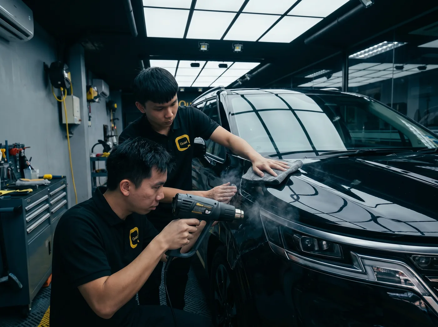 Tepi dimeterai dengan haba — pemasangan PPF Quad Film pada Kia Carnival