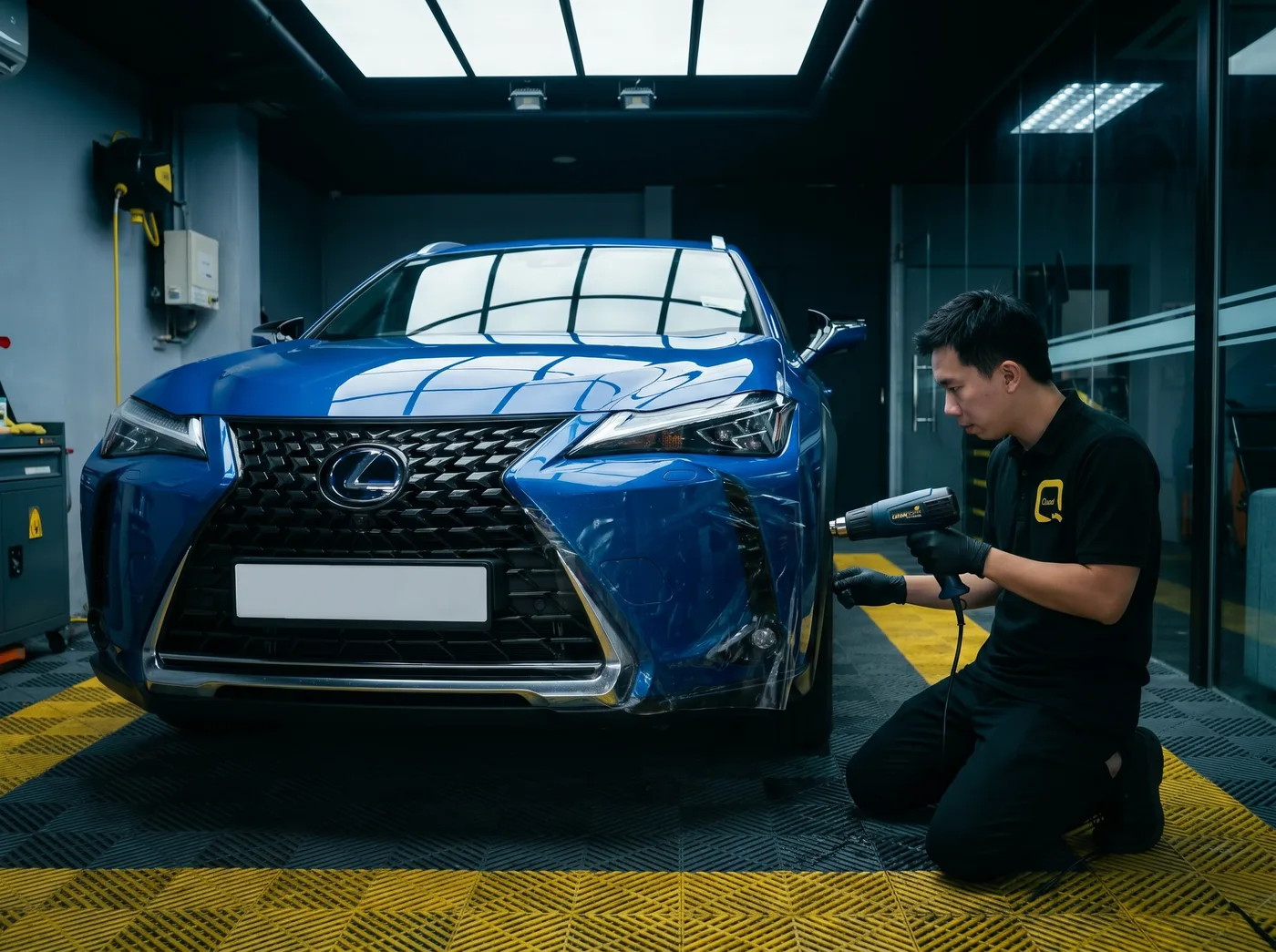 Tepi dimeterai dengan haba — pemasangan PPF Quad Film pada Lexus UX