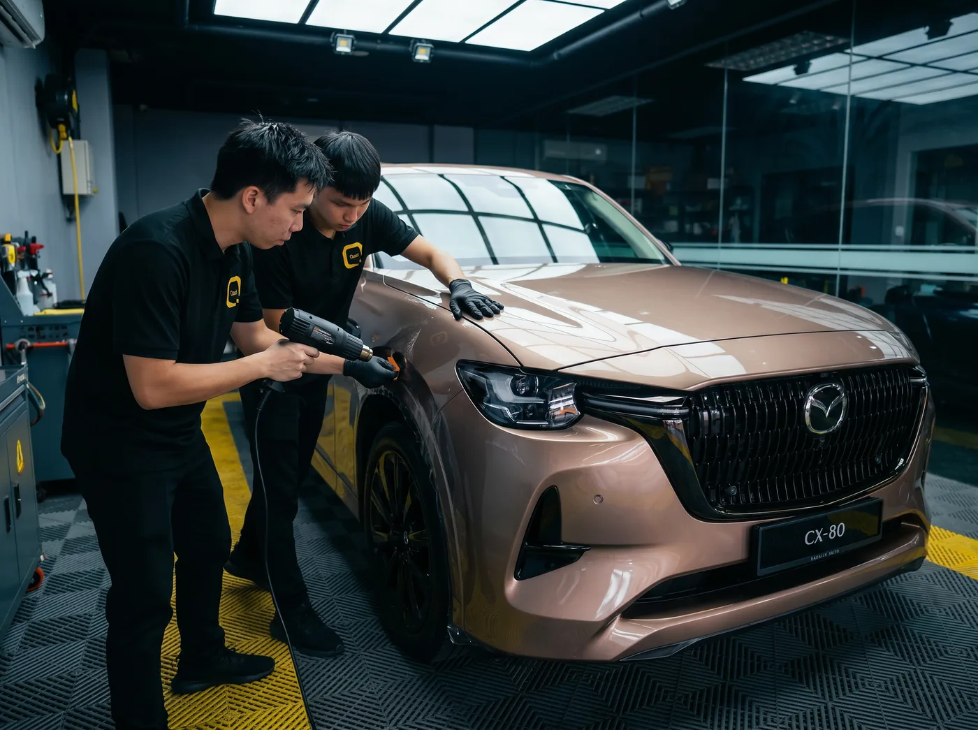 Tepi dimeterai dengan haba — pemasangan PPF Quad Film pada Mazda CX-80